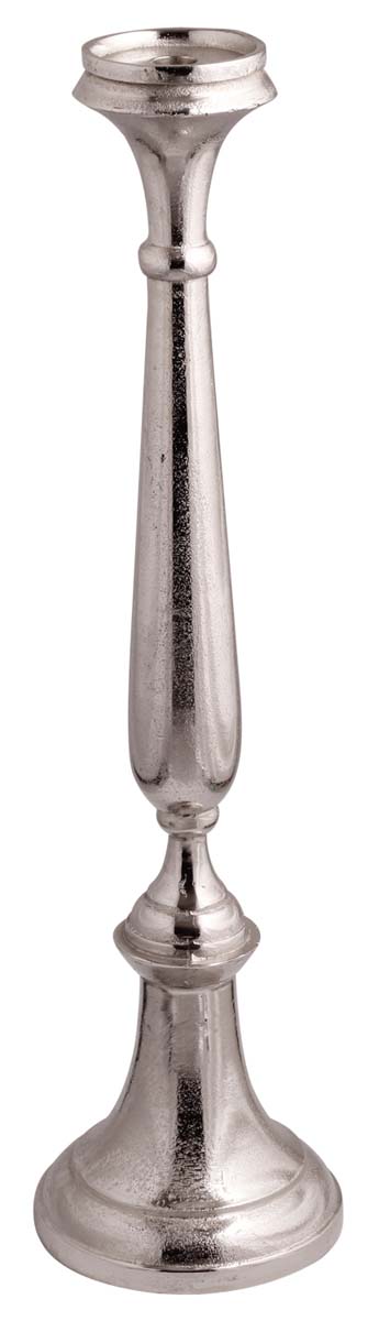 33” Tall Pillar Candle holder in Aluminum with Silver Tone – Antique-Look Home Décor / Gifts